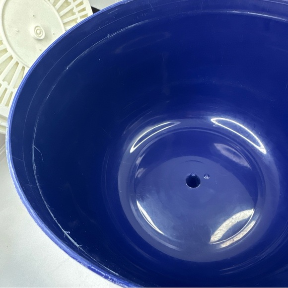 Vintage Copco Large White Salad Spinner Blue Lid Sam Lebowitz Design #604 USA - Picture 12 of 12